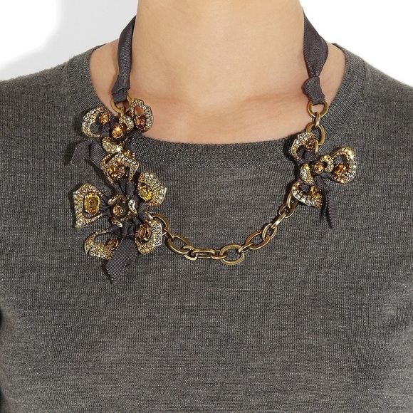 Lanvin Gold Plated Crystal Flower Necklace - Picture 5 of 10